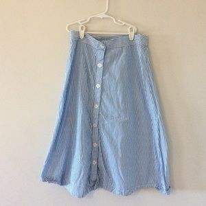 A.New.Day blue and white striped button down skirt